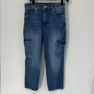 Express denim cargo straight leg ankle Jeans 8 short